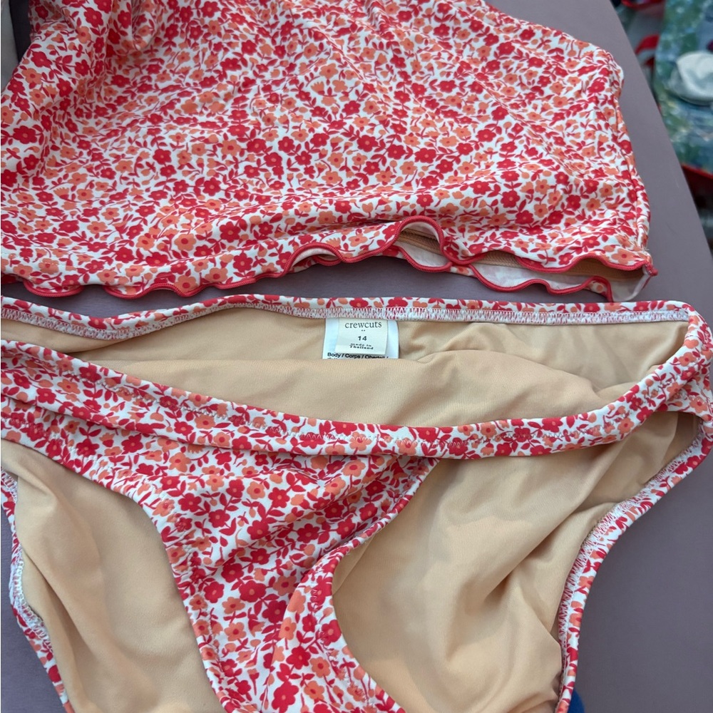 Floral Bikini Set in Red and White